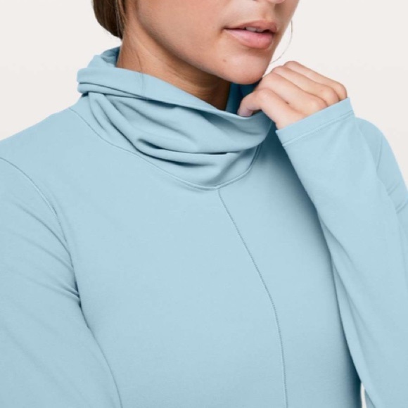 Lululemon Melodic Movement Long Sleeve Cascade Blue Cowl Neck size 12 - Picture 8 of 14